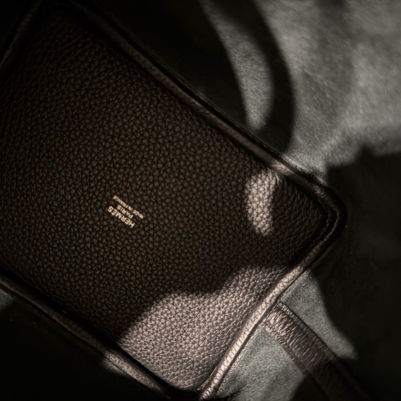 98新原始成色出 Hermes愛馬仕 picotin 菜籃子18黑銀 TC皮 水桶包 Z刻 附件：盒子 塵袋 鎖鑰匙-3