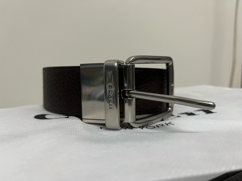 可議價 Coach 防刮 雙面 荔枝紋皮帶  105cm-1