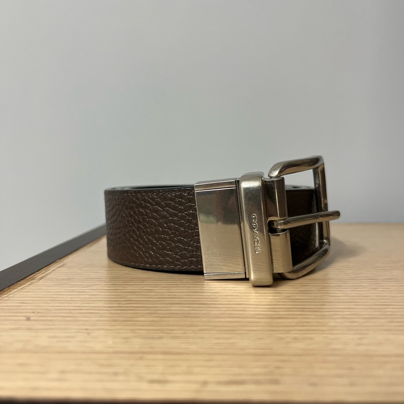 可議價 Coach 防刮 雙面 荔枝紋皮帶  105cm-3