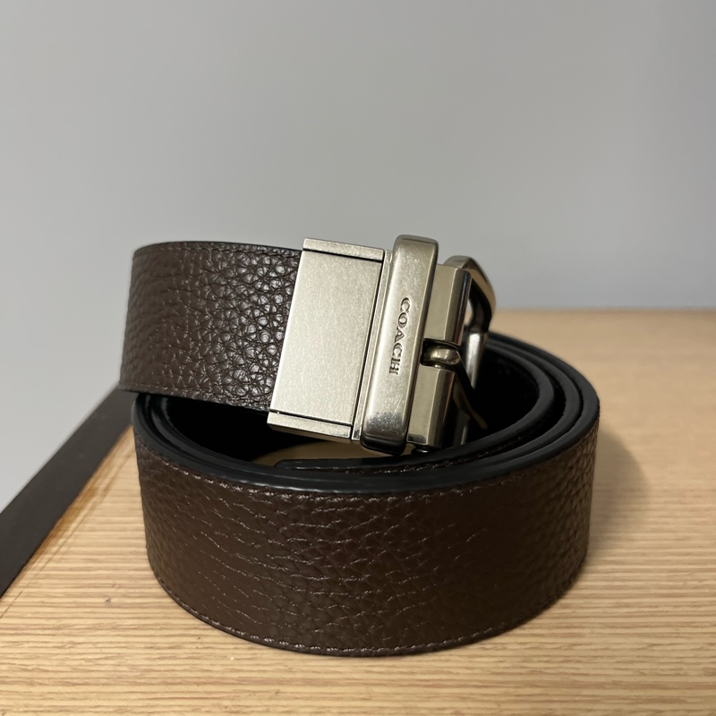 可議價 Coach 防刮 雙面 荔枝紋皮帶  105cm-4