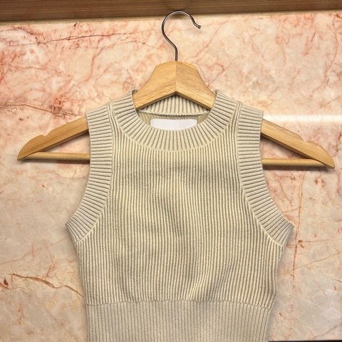 Calvin Klein Jeans 米色羅紋針織無袖上衣 RELAXED TANK TOP