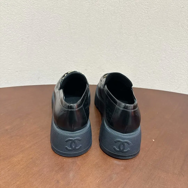 97新 Chanel 黑金字母logo厚底樂福鞋 36碼-2