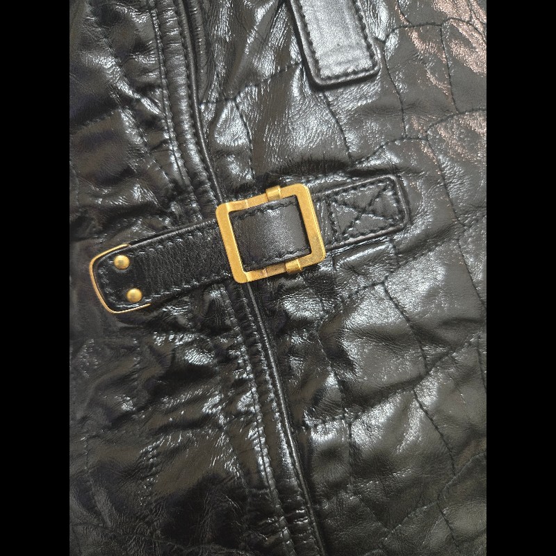 Ysl 聖羅蘭 黑色 皮革 金屬釦 肩背包 手提包-10