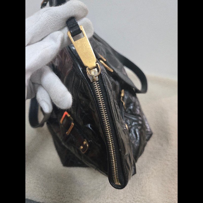 Ysl 聖羅蘭 黑色 皮革 金屬釦 肩背包 手提包-14
