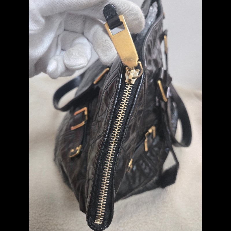 Ysl 聖羅蘭 黑色 皮革 金屬釦 肩背包 手提包-15