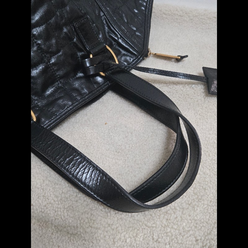 Ysl 聖羅蘭 黑色 皮革 金屬釦 肩背包 手提包-16