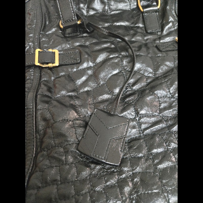 Ysl 聖羅蘭 黑色 皮革 金屬釦 肩背包 手提包-26