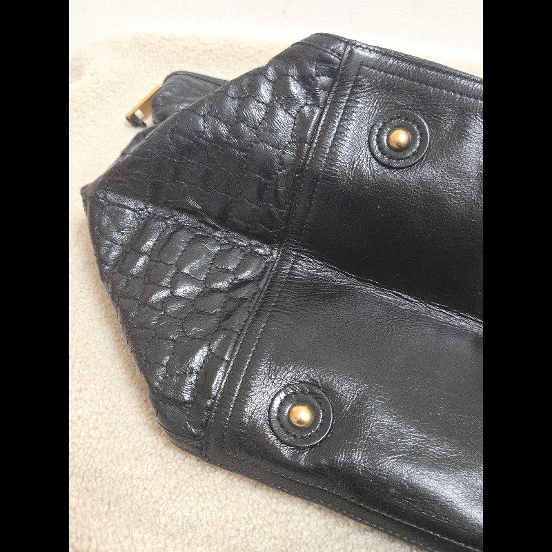 Ysl 聖羅蘭 黑色 皮革 金屬釦 肩背包 手提包-31