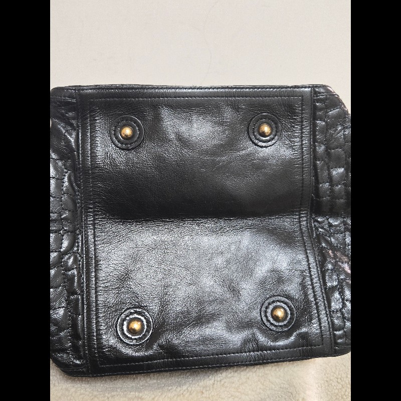 Ysl 聖羅蘭 黑色 皮革 金屬釦 肩背包 手提包-32