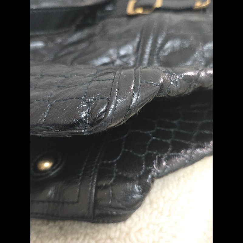 Ysl 聖羅蘭 黑色 皮革 金屬釦 肩背包 手提包-34