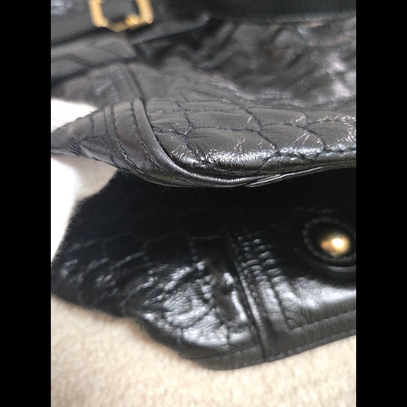 Ysl 聖羅蘭 黑色 皮革 金屬釦 肩背包 手提包-35