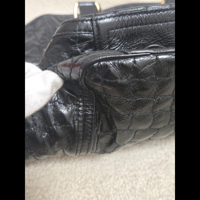 Ysl 聖羅蘭 黑色 皮革 金屬釦 肩背包 手提包-36