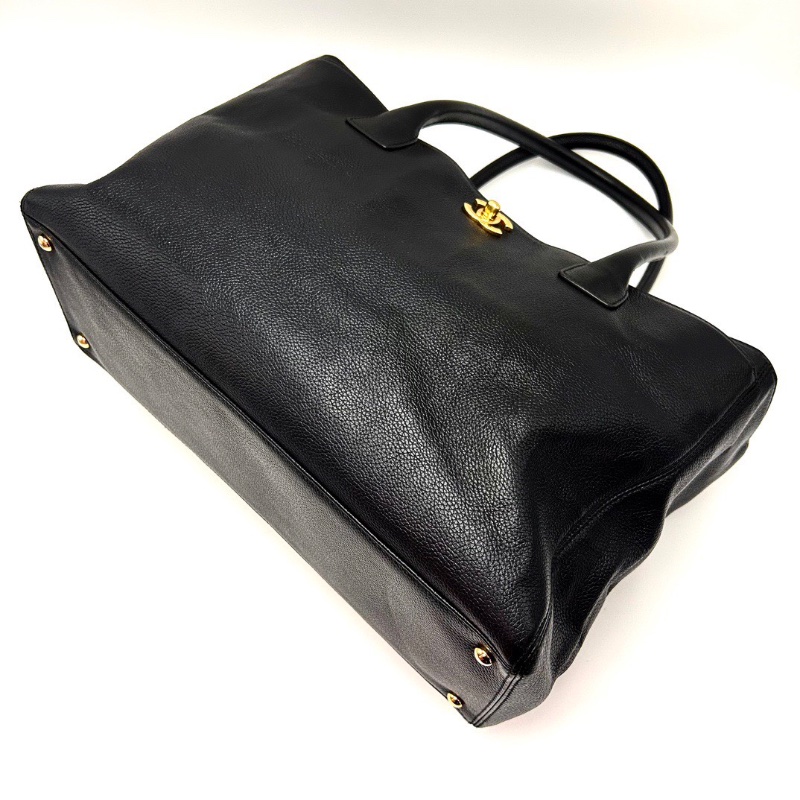 CHANEL黑金牛皮Cerf中號 手提托特包35.5*23*15 98新配件塵袋-5