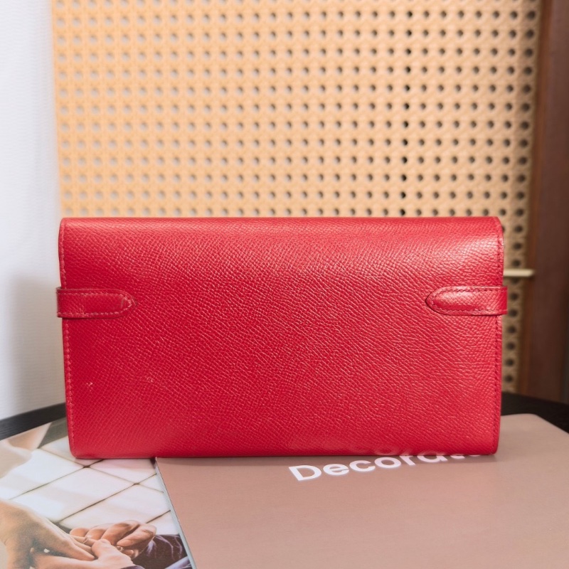 HERMES紅色銀扣Kelly長款錢包20*11*2 98新配件塵袋-6