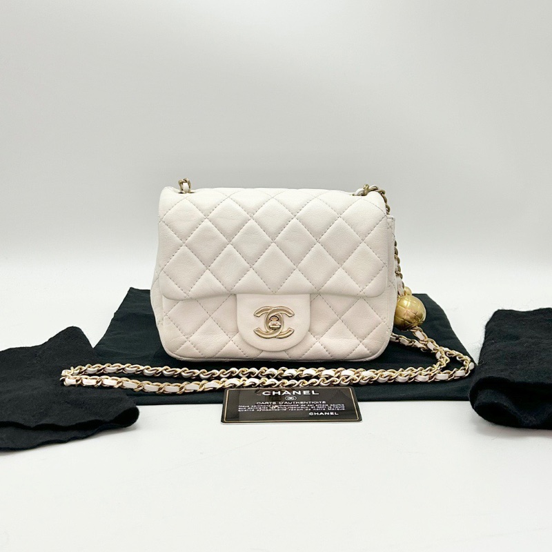 CHANEL 白金金球方胖子肩背斜背包17*13*7.5 98新配件塵袋保卡-1