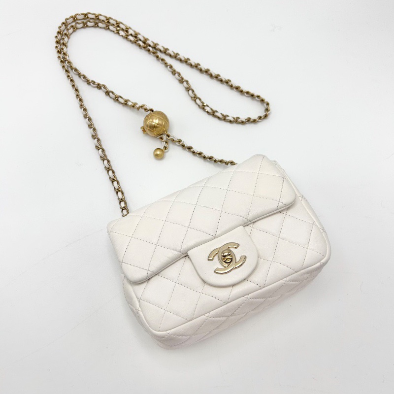 CHANEL 白金金球方胖子肩背斜背包17*13*7.5 98新配件塵袋保卡-3