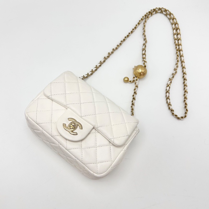 CHANEL 白金金球方胖子肩背斜背包17*13*7.5 98新配件塵袋保卡-5