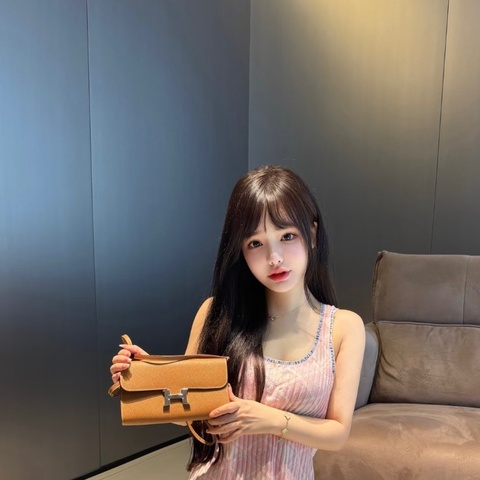 HERMES橙色銀扣康康長款錢包20.5*12*2.5 98新配件塵袋