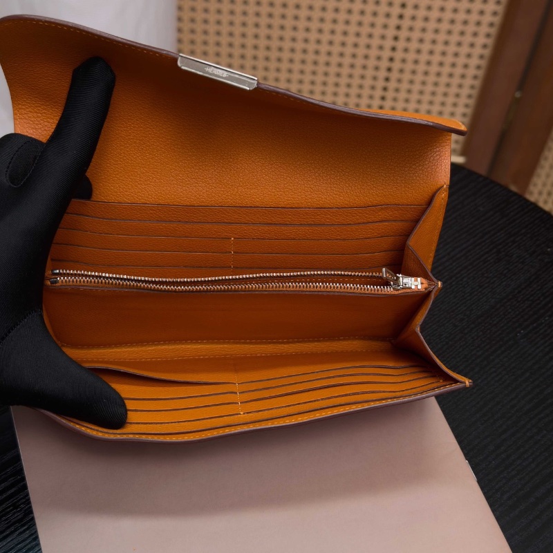 HERMES橙色銀扣康康長款錢包20.5*12*2.5 98新配件塵袋-2