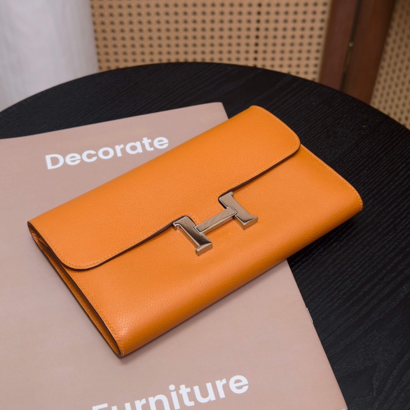 HERMES橙色銀扣康康長款錢包20.5*12*2.5 98新配件塵袋-3