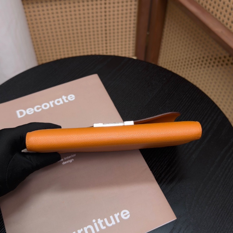 HERMES橙色銀扣康康長款錢包20.5*12*2.5 98新配件塵袋-4