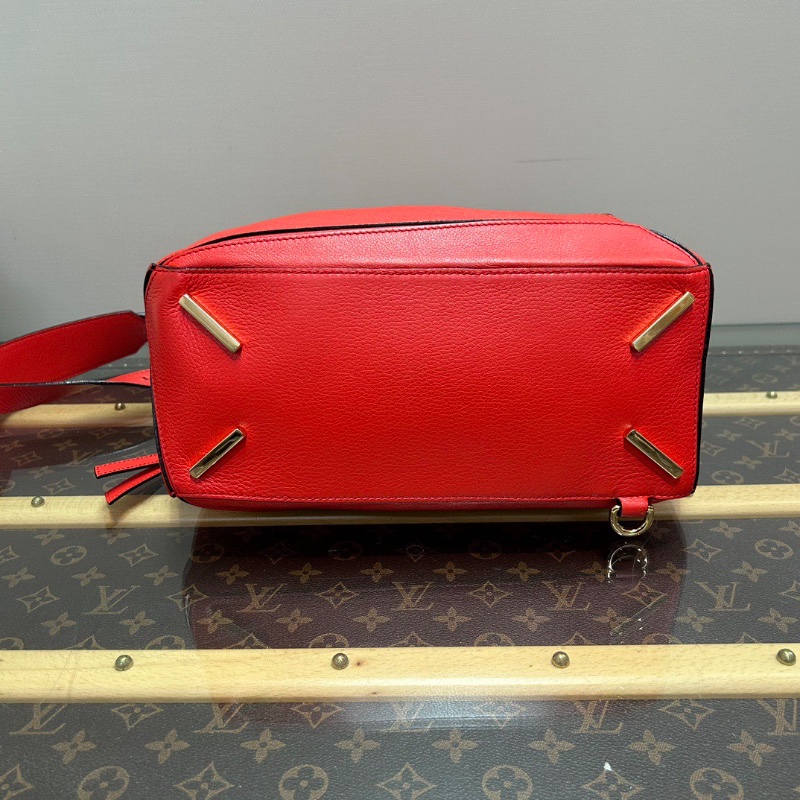 LOEWE 紅色金扣中號拼圖手提肩背斜背包29*19*12 98新配件塵袋-4