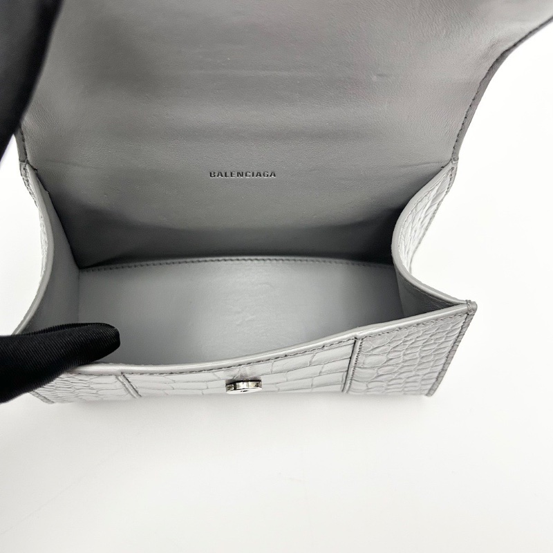 BALENCIAGA銀色XS    鰐魚壓紋手提斜背沙漏包19*12*8 98新配件塵袋-2