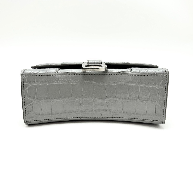 BALENCIAGA銀色XS    鰐魚壓紋手提斜背沙漏包19*12*8 98新配件塵袋-4