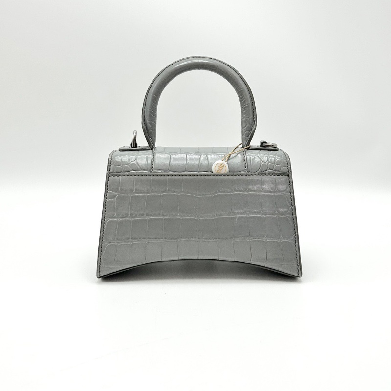 BALENCIAGA銀色XS    鰐魚壓紋手提斜背沙漏包19*12*8 98新配件塵袋-6