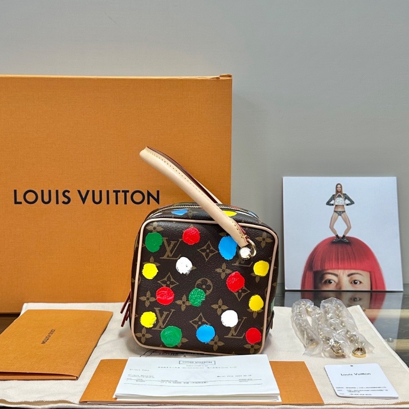 LV 草間彌生限定彩色波點骰子包芯片款15*15*15 全新閒置配件盒子塵袋購證-1