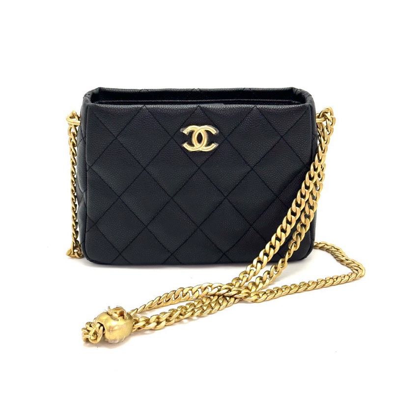 CHANEL黑金23P愛心 金球肩背斜背鏈條包 18*13*6 98新配件塵袋-1