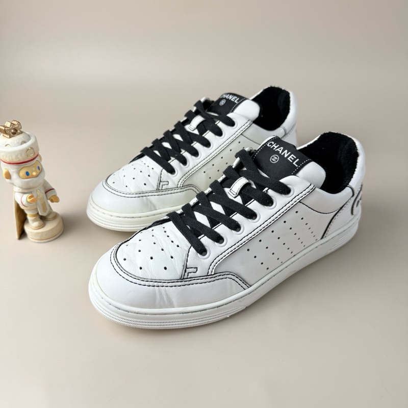 CHANEL/香奈兒 黑白字母系帶休閒鞋 39碼-0