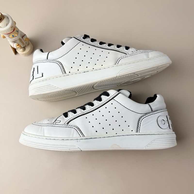CHANEL/香奈兒 黑白字母系帶休閒鞋 39碼-9