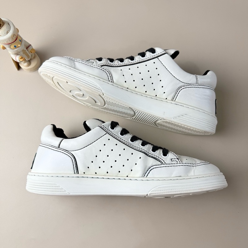 CHANEL/香奈兒 黑白字母系帶休閒鞋 39碼-15