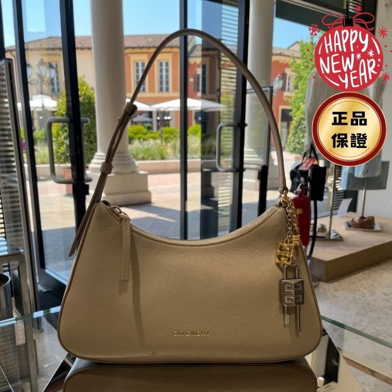 🎊新年特賣🧧Givenchy Lucky Lock 幸運鎖皮革小型肩背包 米色-0