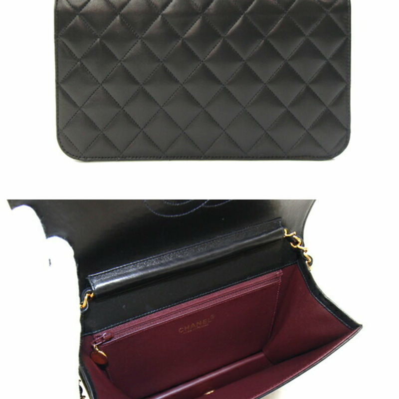 香奈兒 Matelasse 單肩包，黑色羊皮，單蓋，鏈條肩帶，菱格紋，全 Coco 標誌，女士款-1