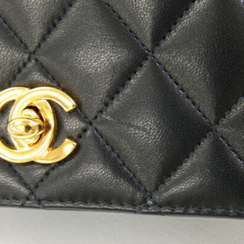 香奈兒 Matelasse 單肩包，黑色羊皮，單蓋，鏈條肩帶，菱格紋，全 Coco 標誌，女士款-4