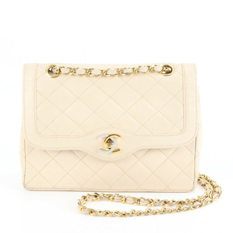 香奈兒 Matelasse 羊皮兩用肩背包，米色，女士