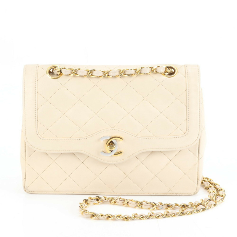 香奈兒 Matelasse 羊皮兩用肩背包,米色,女士-0