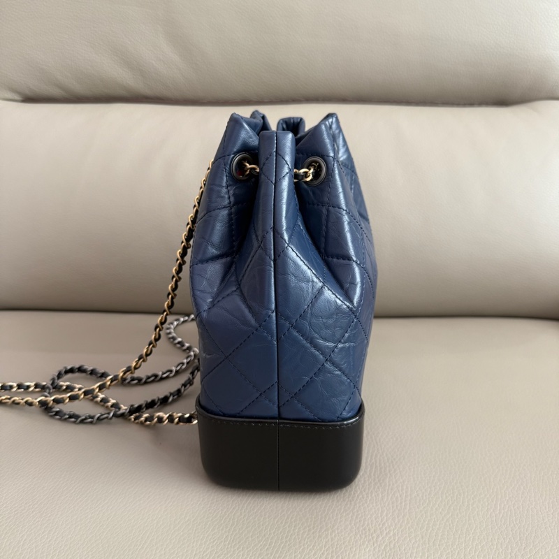 「M.Y精品」 Chanel 小香 流浪包 後背包 深藍配黑 小號-14