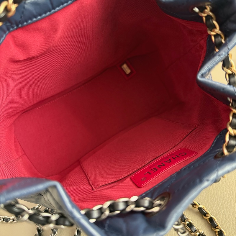 「M.Y精品」 Chanel 小香 流浪包 後背包 深藍配黑 小號-20