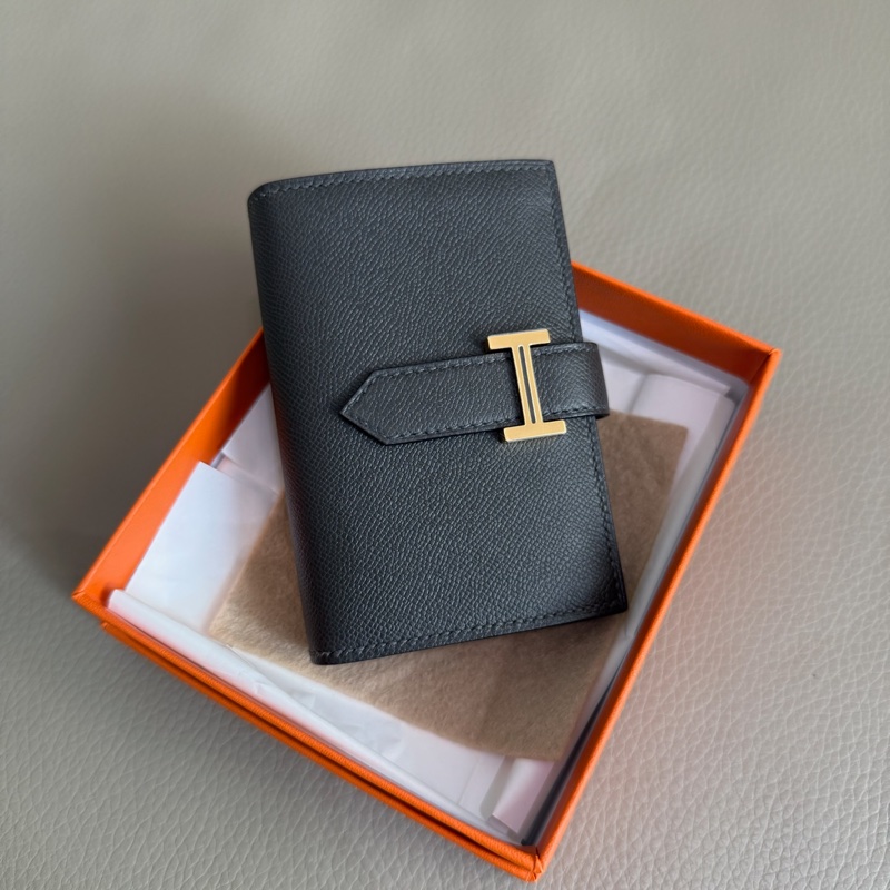 「M.Y精品」馬家 Mini Béarn 短夾 錢包 石墨灰 金釦 Madame小牛皮 「K刻」-1