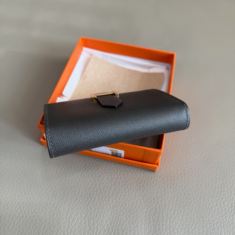 「M.Y精品」馬家 Mini Béarn 短夾 錢包 石墨灰 金釦 Madame小牛皮 「K刻」-3