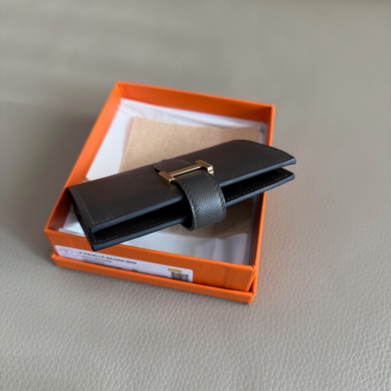 「M.Y精品」馬家 Mini Béarn 短夾 錢包 石墨灰 金釦 Madame小牛皮 「K刻」-5