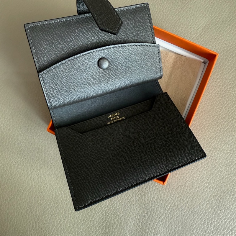 「M.Y精品」馬家 Mini Béarn 短夾 錢包 石墨灰 金釦 Madame小牛皮 「K刻」-7