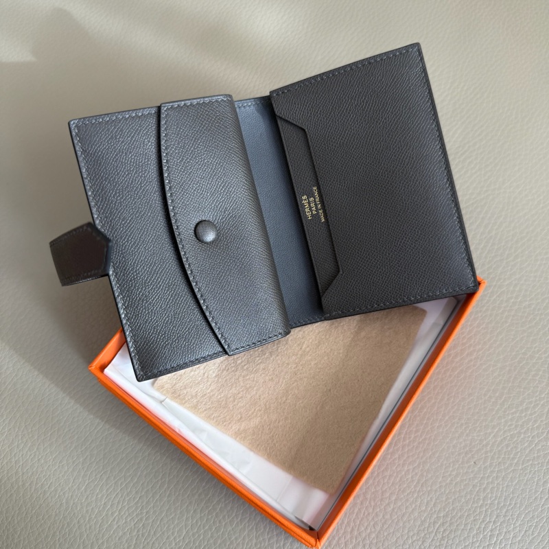 「M.Y精品」馬家 Mini Béarn 短夾 錢包 石墨灰 金釦 Madame小牛皮 「K刻」-8