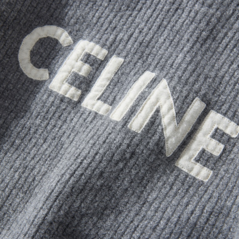 ❤️CELINE 灰色Logo款短連帽毛衣-5