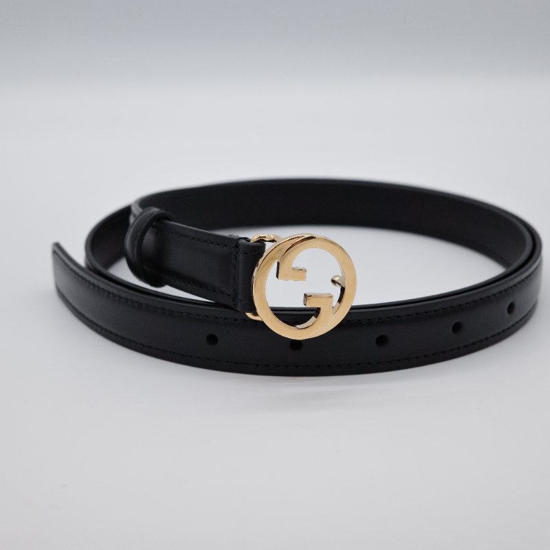 Gucci古馳 Blondie 黑色 牛皮革 細腰帶-0