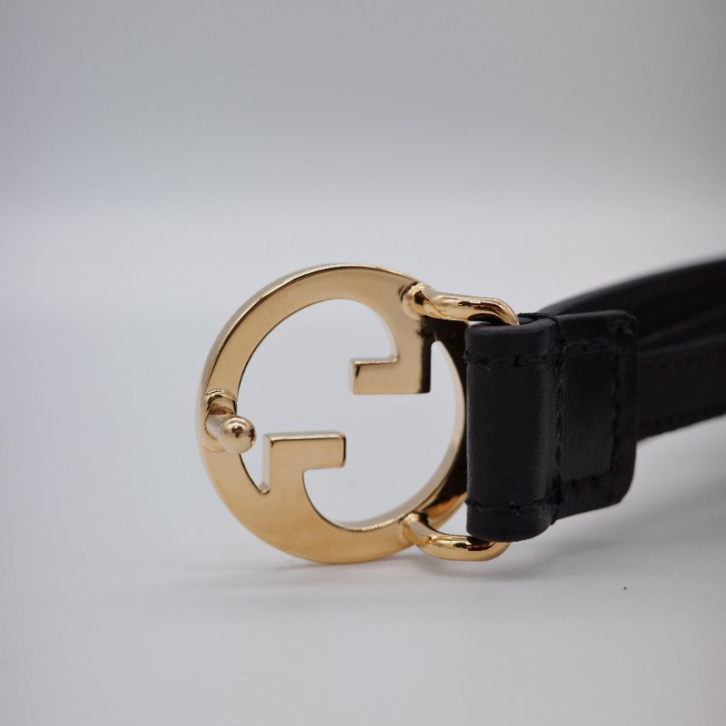 Gucci古馳 Blondie 黑色 牛皮革 細腰帶-2
