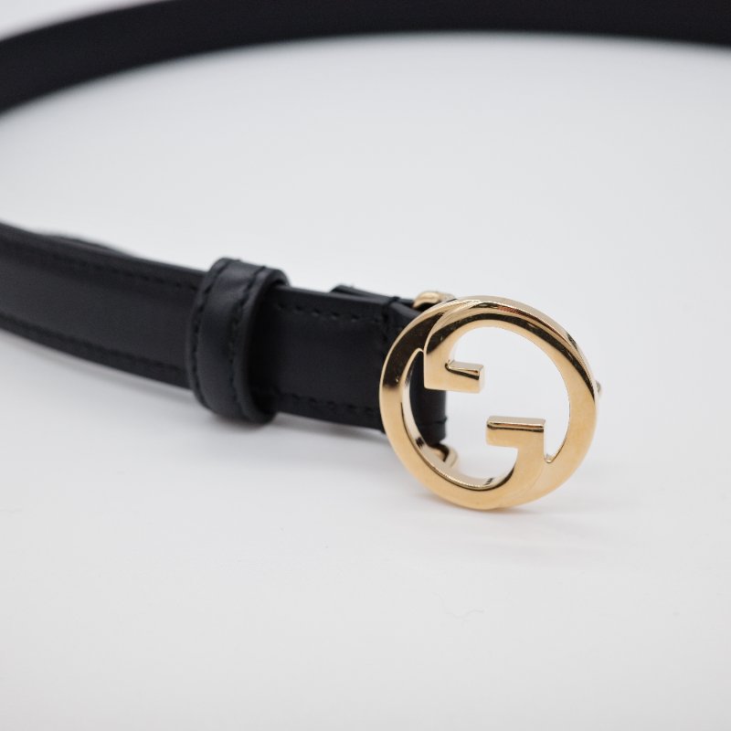 Gucci古馳 Blondie 黑色 牛皮革 細腰帶-7